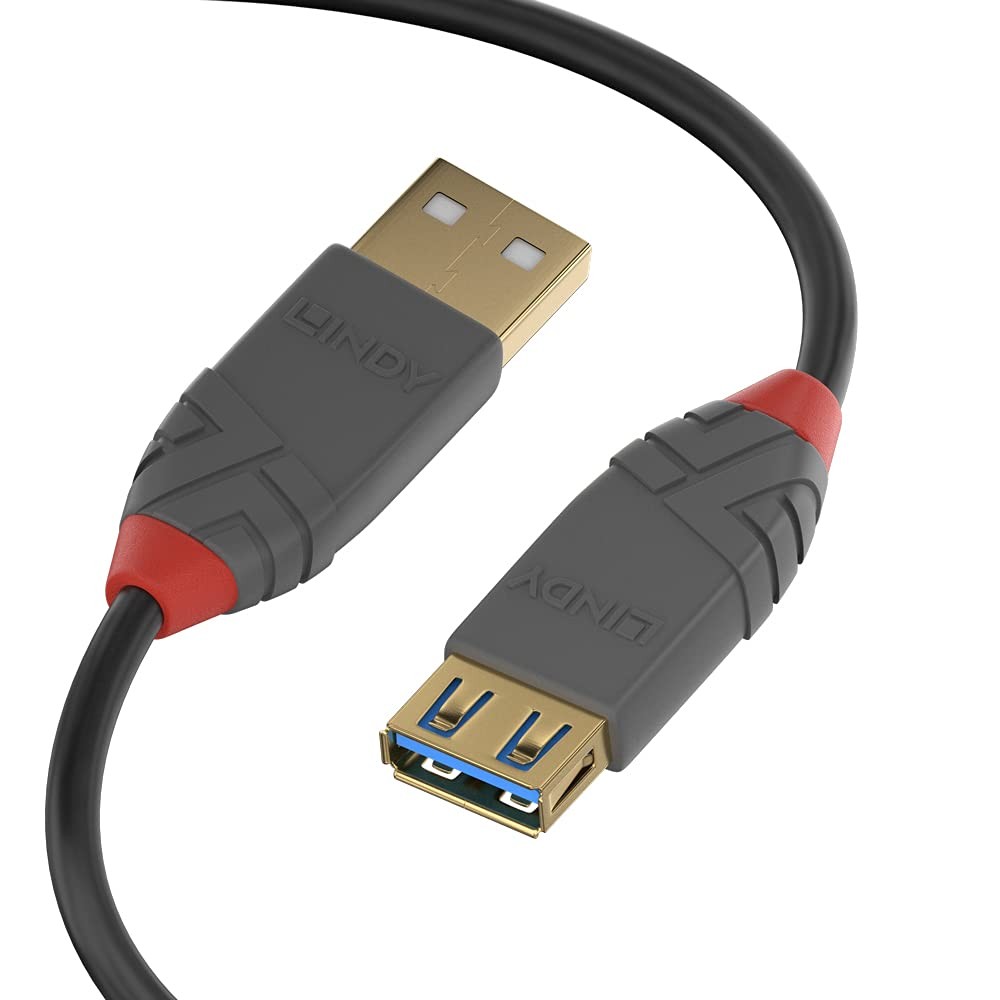 LINDY USB 3.2 Type A Extension Cable, Anthra Line - Black, 3m