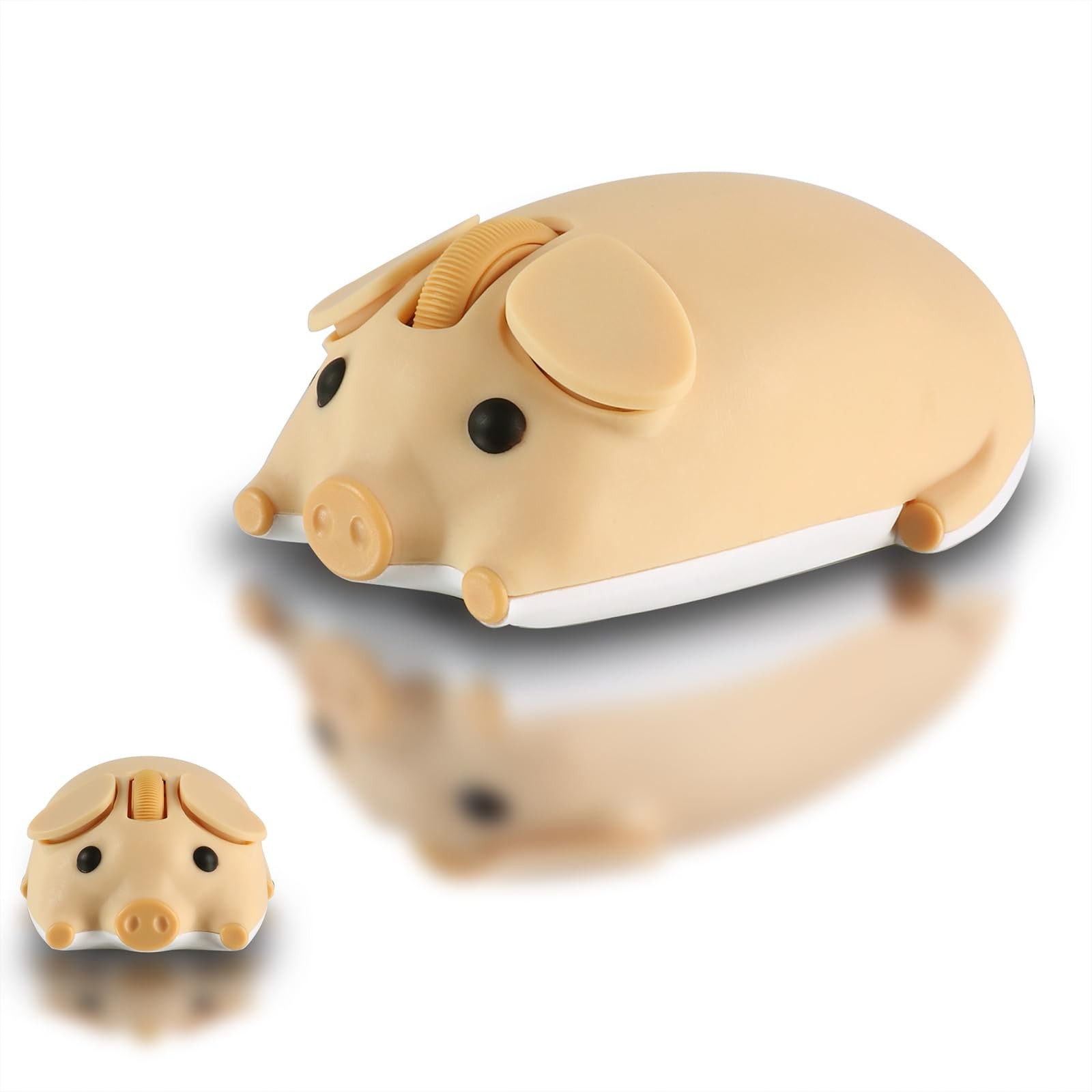 Cute Yellow Pig Design Wireless Mouse Dual Mode Bluetooth USB Silent Ergonomic