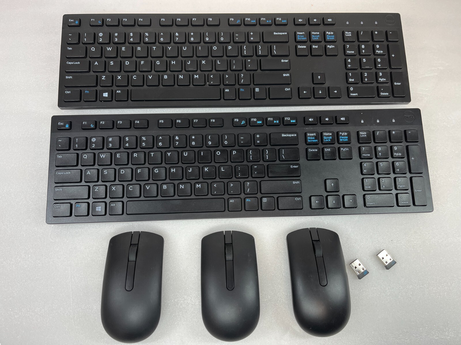 2 x Dell KM636 Wireless Keyboard + 3 x Mouse + 2 x USB Dongles WK636T P5YFN