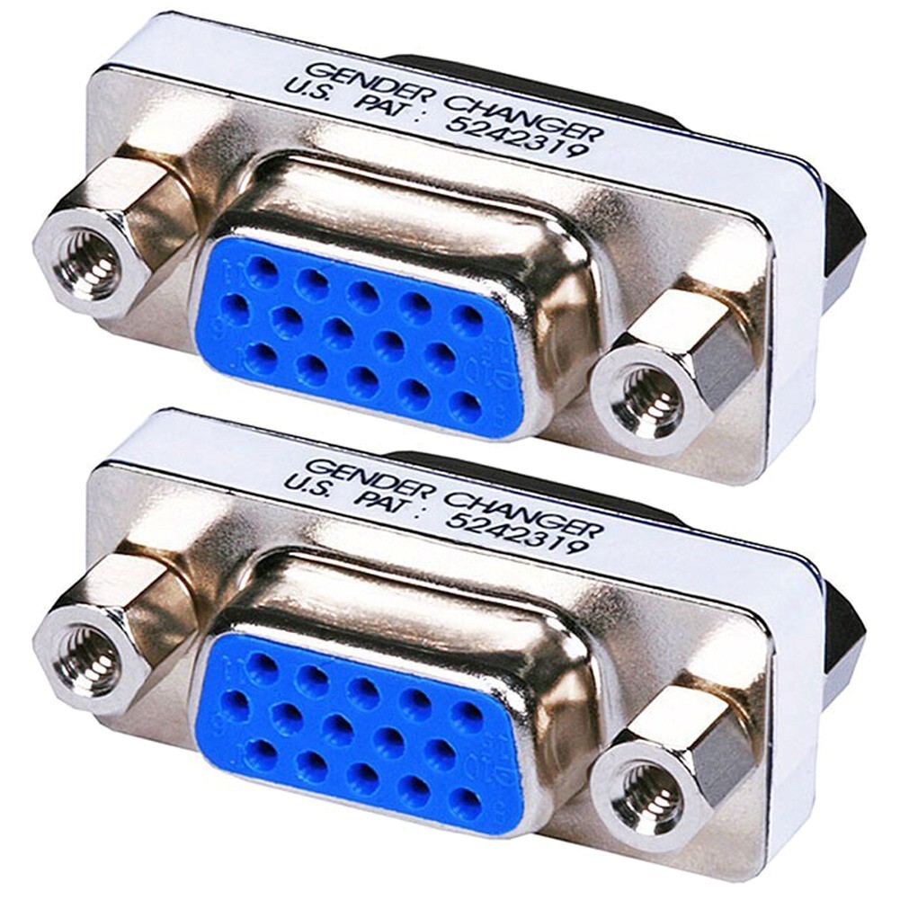 2 Pcs VGA SVGA HD15 Female to Female Mini Gender Changer Adapter Connector