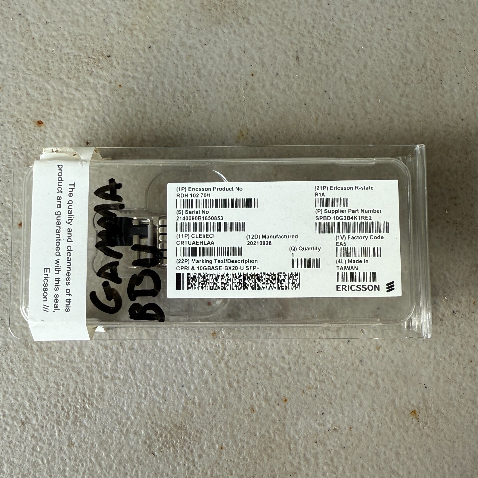 Ericsson RDH10270/1 R1A, CPRI 10GBASE-BX20-U SFP+ Transceiver Module LOT OF 5