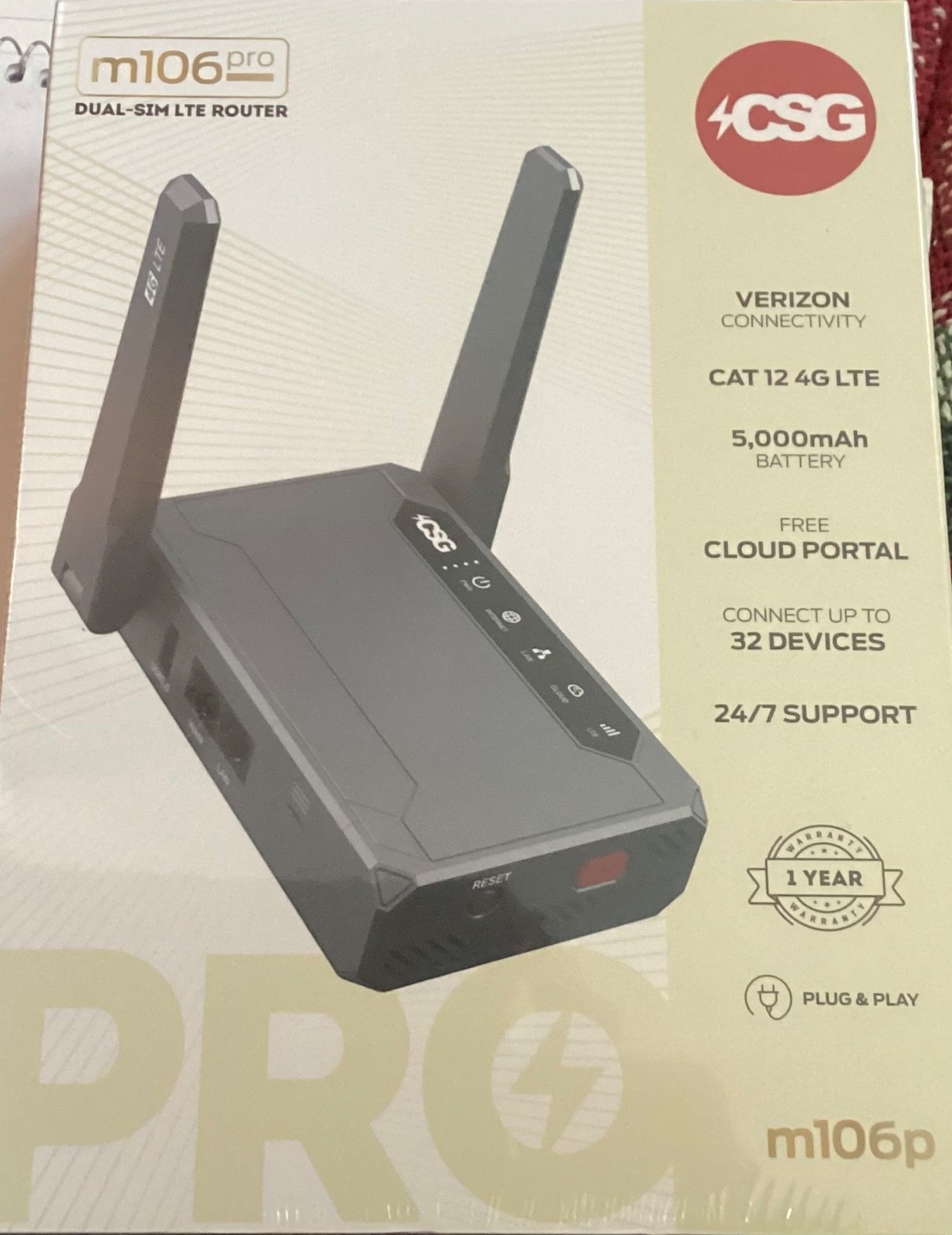 VERIZON DUAL SIM LTE ROUTER CONNECTIVITY M106. CAT  12 4G LTE. NIB.