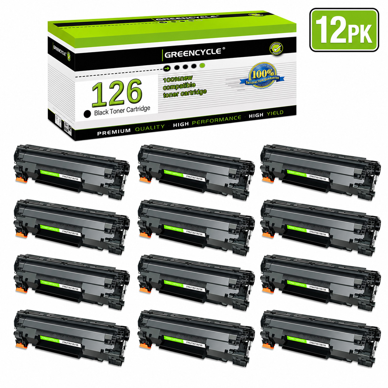 GREENCYCLE 12PK CRG126 Toner Set Fit For Canon 126 ImageClass LBP6230dw LBP-6230