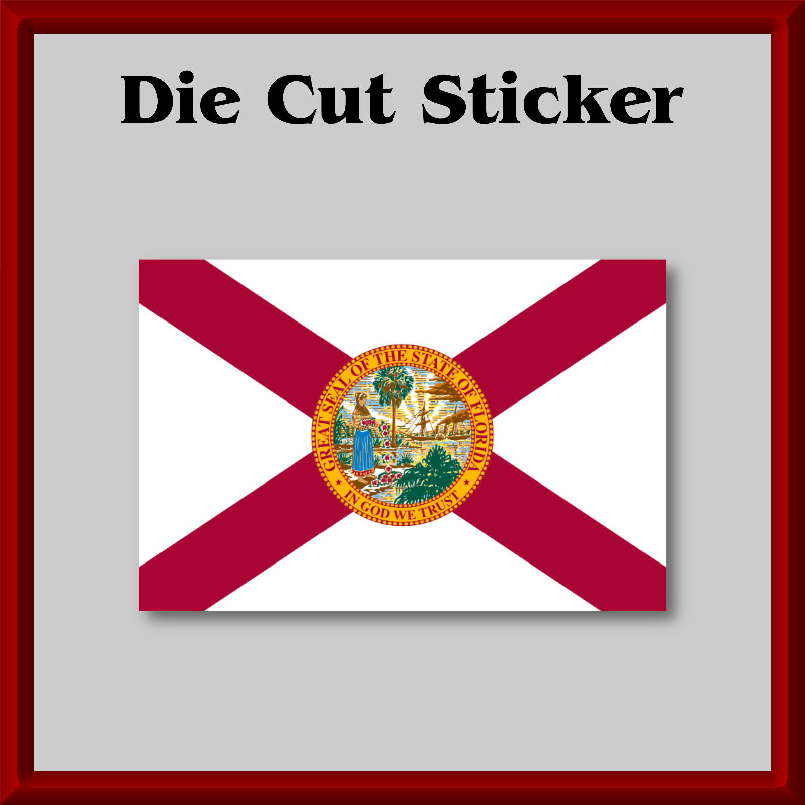 Florida State Flag Sticker  Waterproof, Die-Cut, Printed Vinyl Decal for Laptops