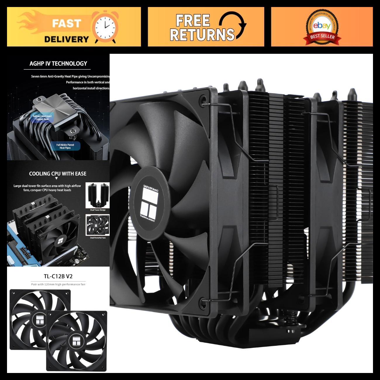 High-Performance CPU Air Cooler, 154mm Double Tower, AMD AM4/AM5 & Intel Compati