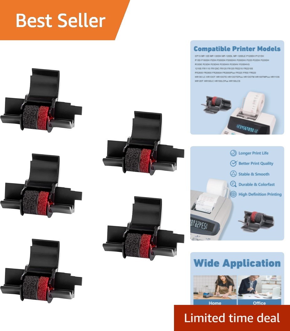Fade-Resistant 5 Pack IR40T Ink Roller Ribbons - Print Smoothly with Confidence