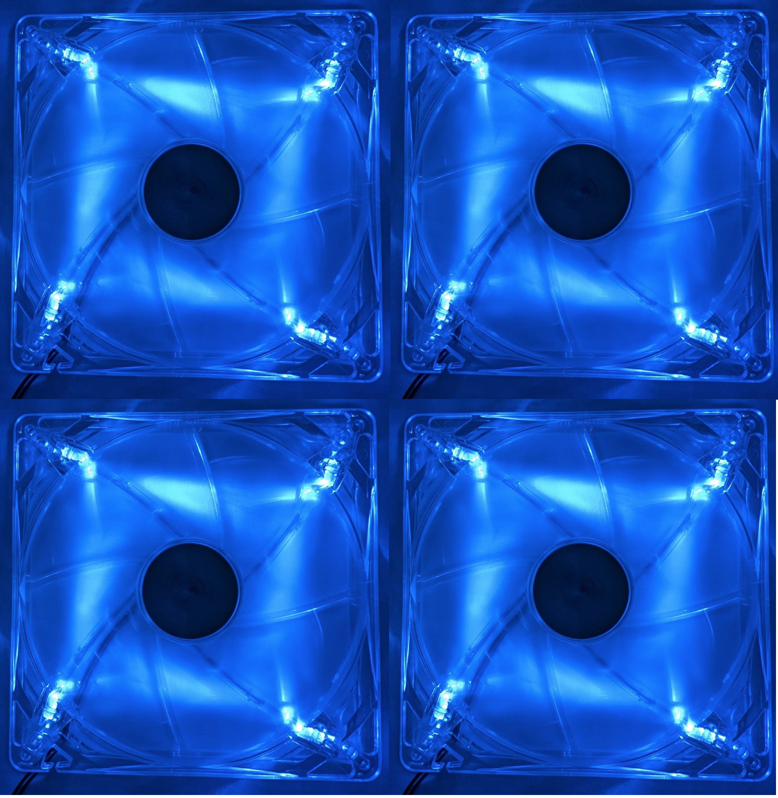 4x Power Color 140mm x 20mm  Computer Case Blue LED Cooling 4-Pin Molex Fan