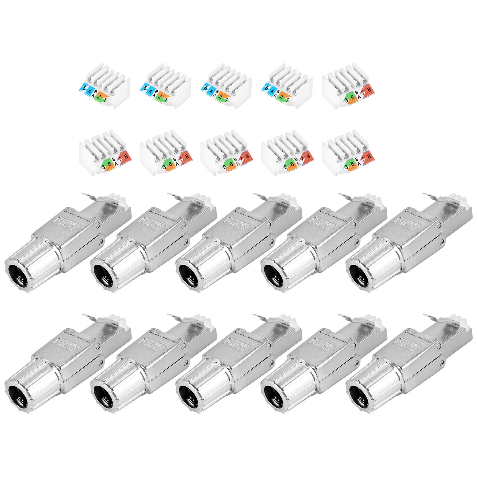 RJ45 Cat7 Connectors Tool- Reusable Shielded Ethernet Termination Plugs,9354