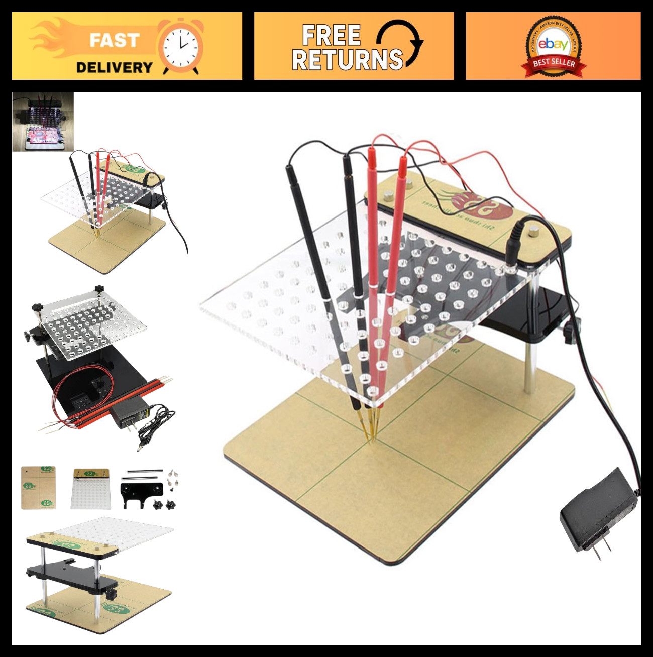 Multifunctional LED BDM Frame Test Board with 4 Copper Probe Pins & 22 Adapters