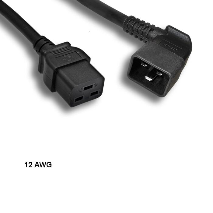 LOT 10pcs 6ft 12 AWG AC Power Cable Left Angled C20 to C19 20A/250V SJT PDU/UPS