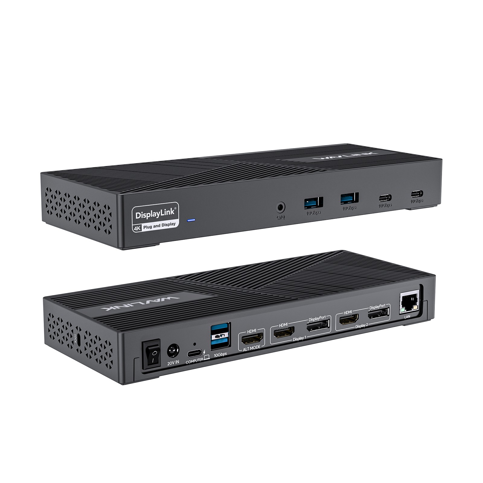 DisplayLink Docking Station 3 Monitors 100W PD 3HDMI 2DP for Windows/Mac OS