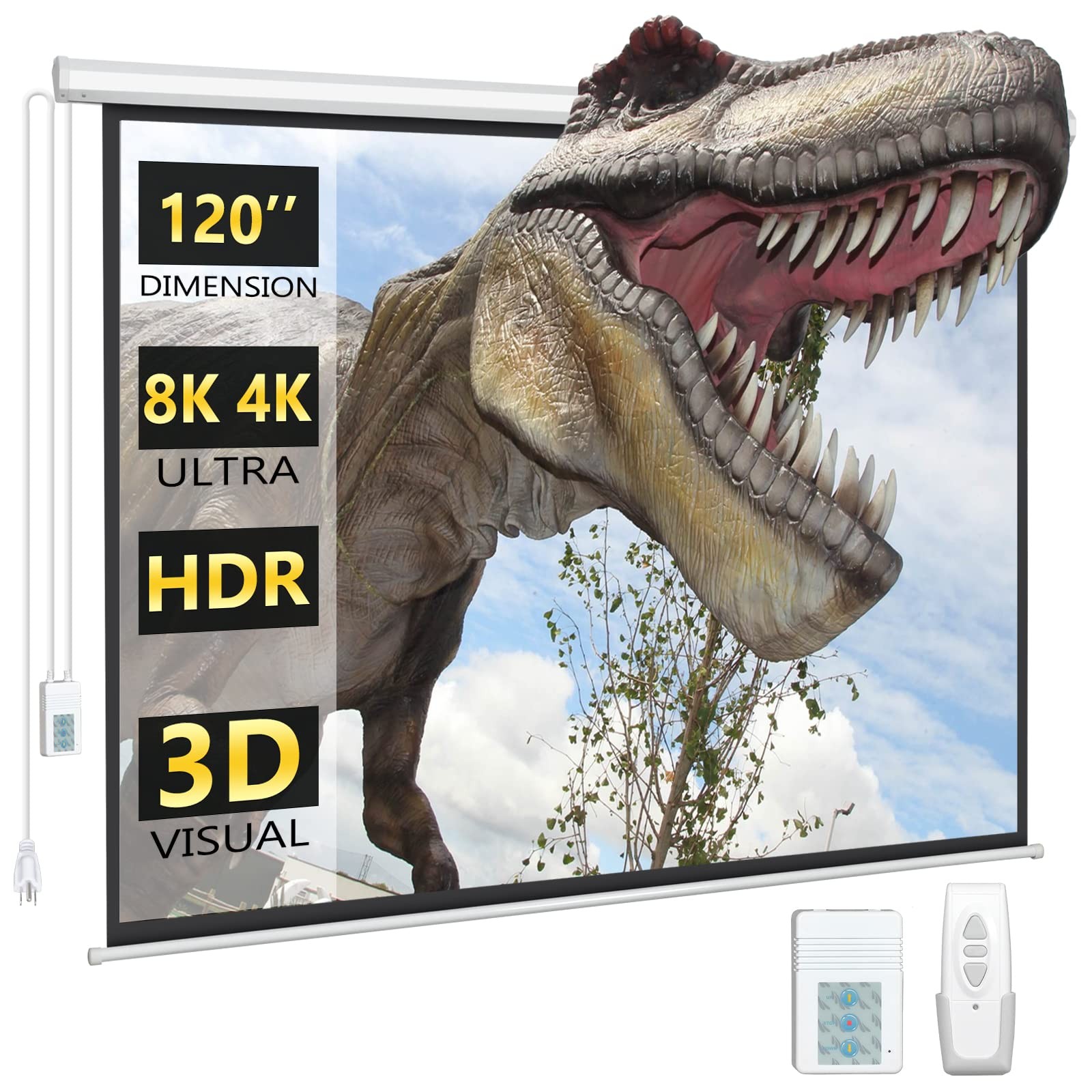 DINAH 120 Inch Electric Projector Screen with Remote, Automatic Air 120in