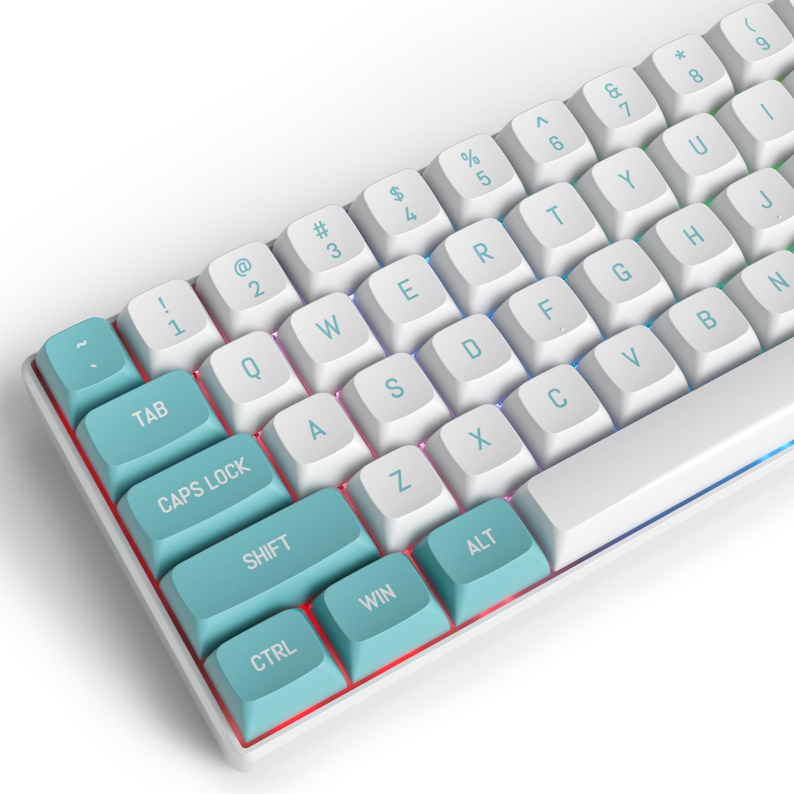 118 Keys Cyan White Keycaps PBT DoubleShot CSA Profile Custom MX Switches