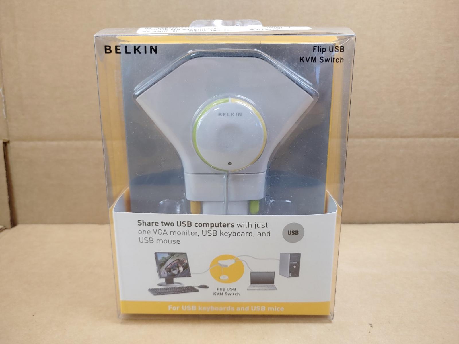 Belkin Flip 2-Port USB + VGA KVM Switch with Wired Remote F1DF102U ✔✔✔ **NEW**