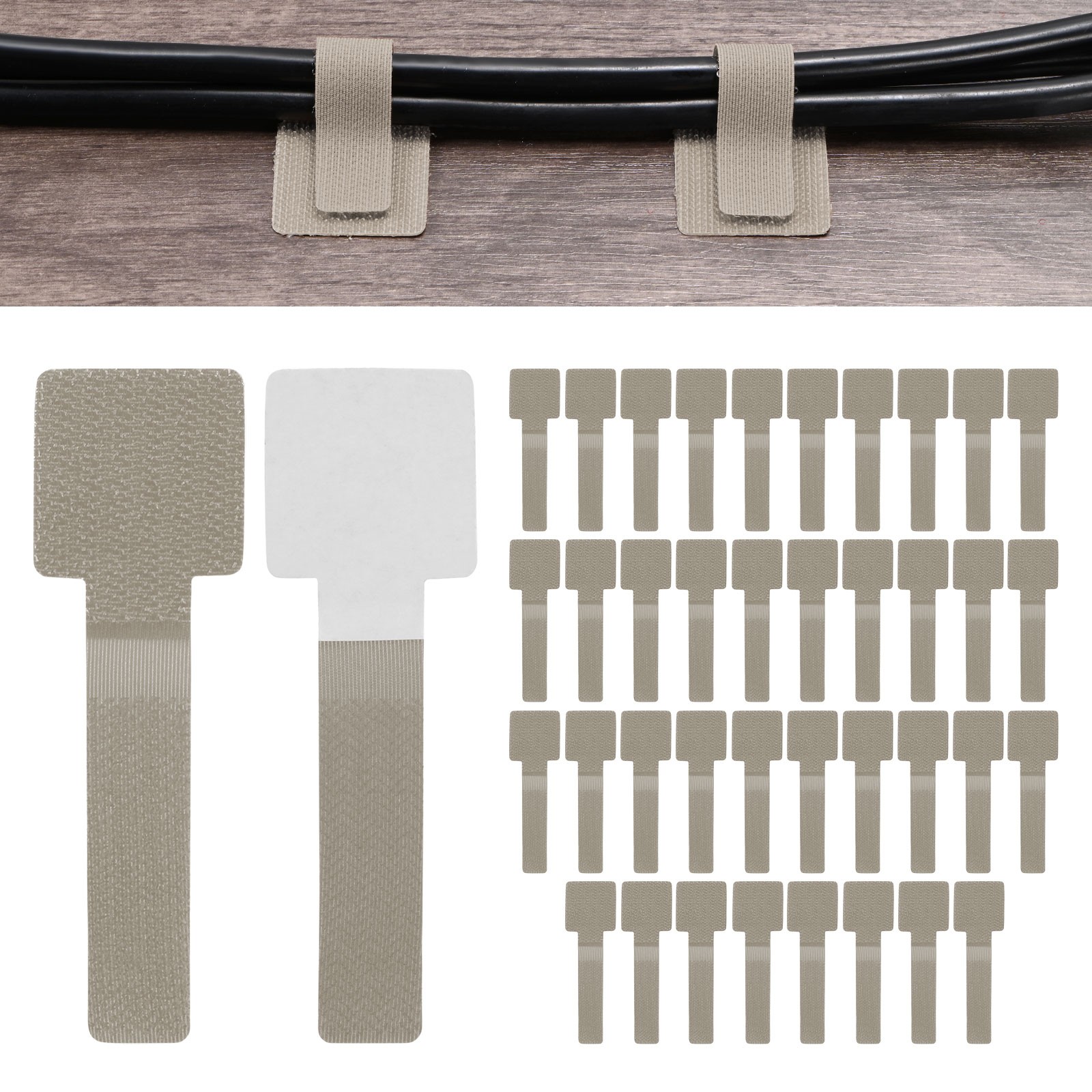 40-Pack Cable Clips, Enhanced Self-Adhesive Cord Straps Organizers [Beige]