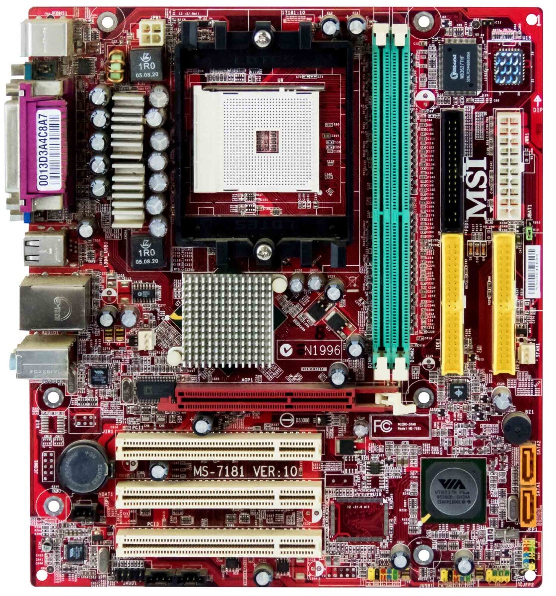 MOTHERBOARD MSI MS-7181 VER:10 VIA K8M800 s754 DDR AGP PCI