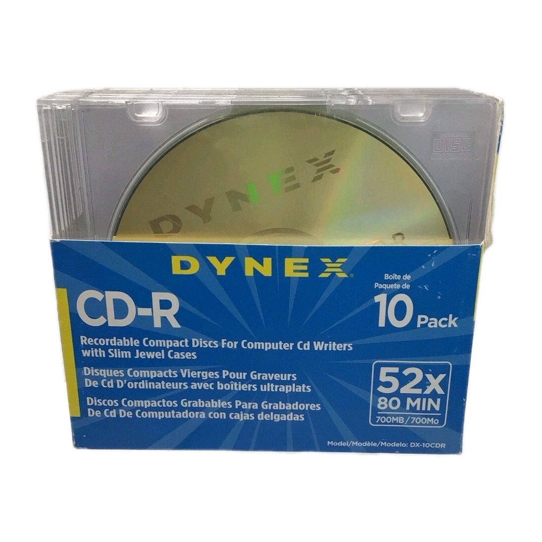 Dynex Recordable Compact Disc, CD-R DX-10CDR, New, 10 Pack
