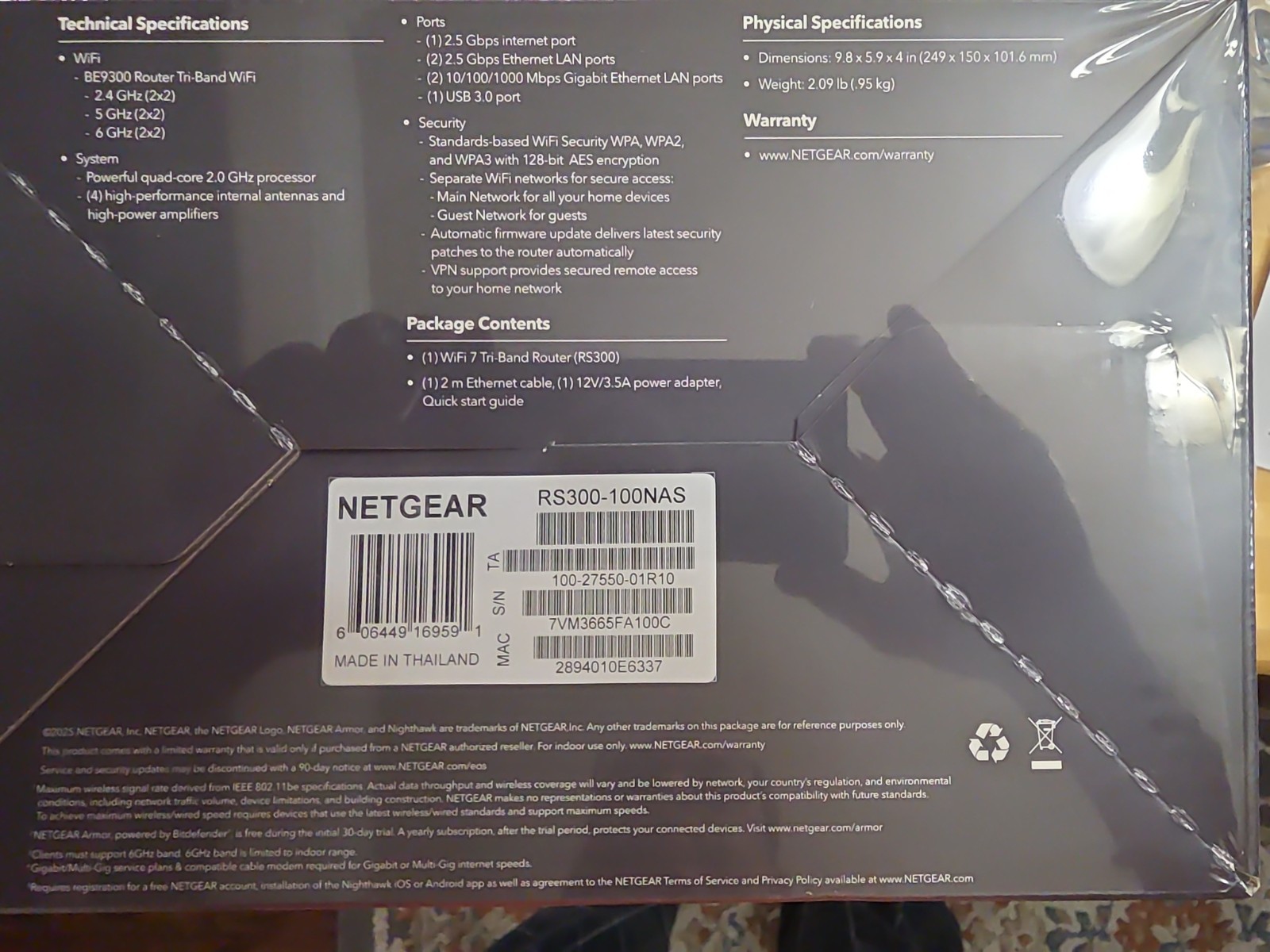 NETGEAR - Nighthawk WiFi 7 Router RS300, 9.3 Gbps, Up to 2,500 sq ft, 100 Dev...