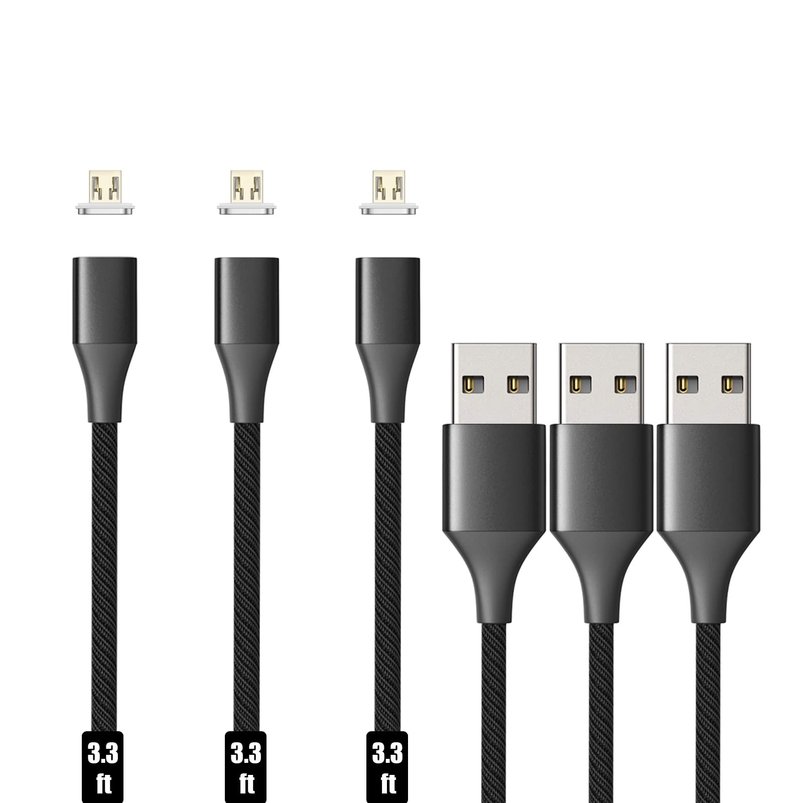 N. NETDOT Magnetic Charging Cable, Gen10 Nylon Braided 3.3 ft, Black