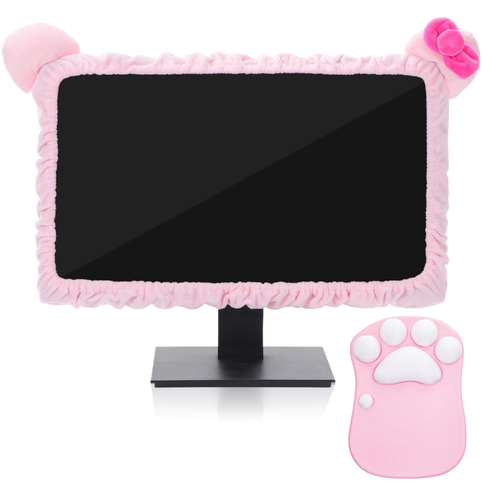 Remagr 2 Pcs 20''-29'' Kawaii Pink Computer Monitor Cover with Cat Paw