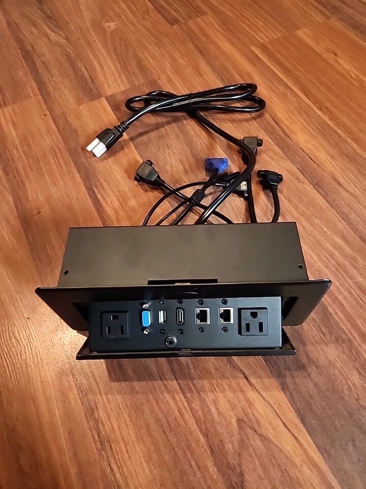 Conference Table Power Connectivity Box with AC Power + 2 RJ45（CAT6), HDMI, USB