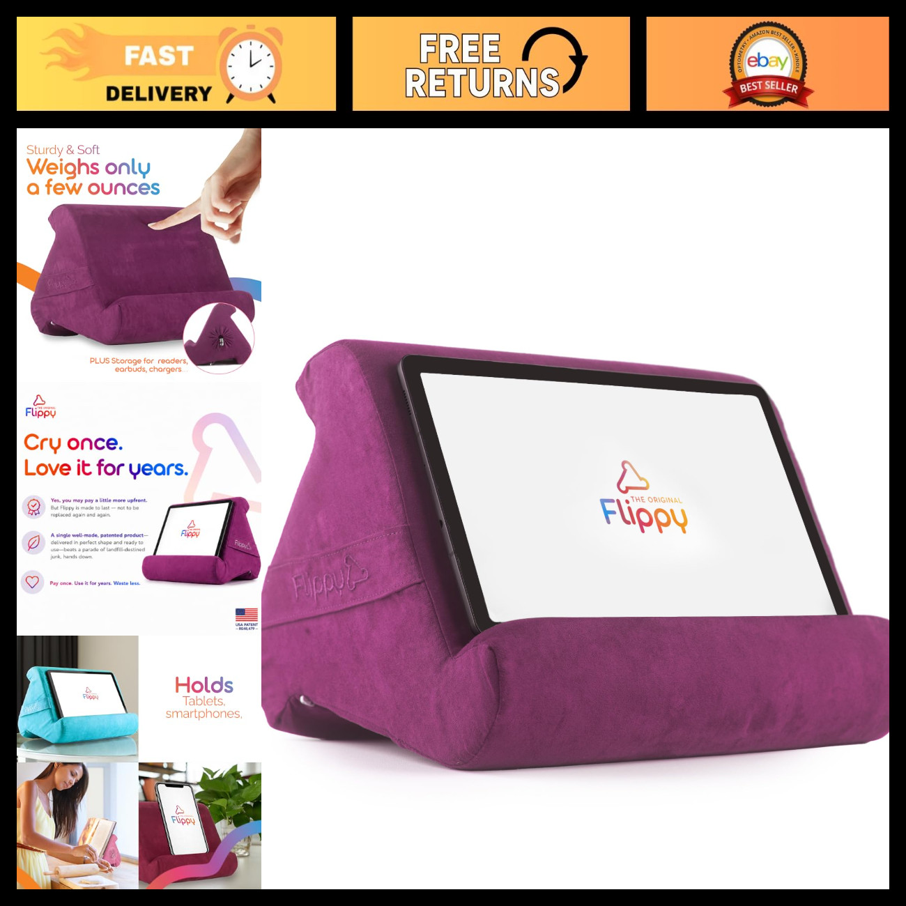 Multi-Angle Tablet Pillow Stand & iPad Holder - Perfect Gift for Readers, Lap &