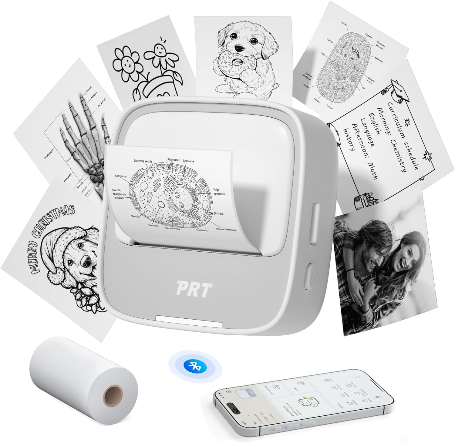 Sticker Printer, Mini Thermal Printer Bluetooth Portable Sticker Maker with 1 Ro