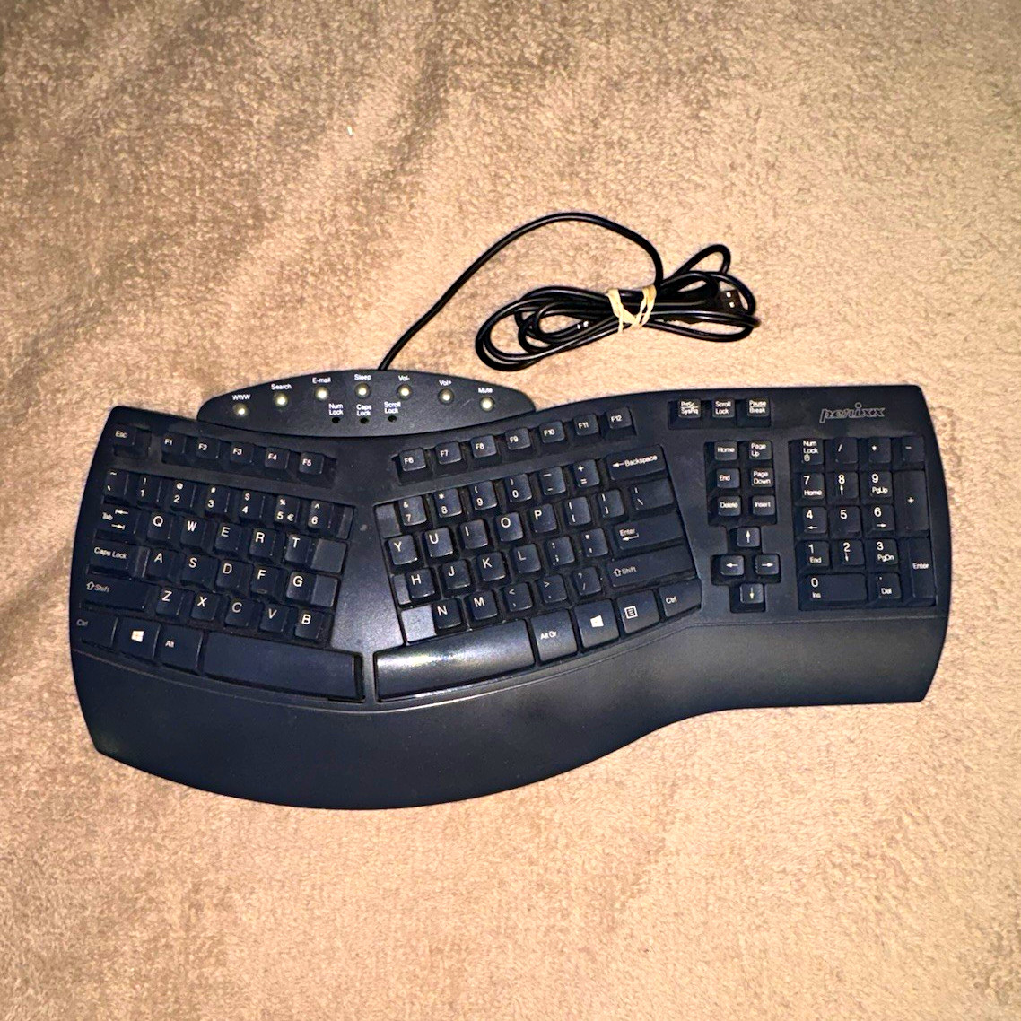 Perixx PERIBOARD-512 Wired USB Ergonomic Keyboard Black QWERTY English KU-9938