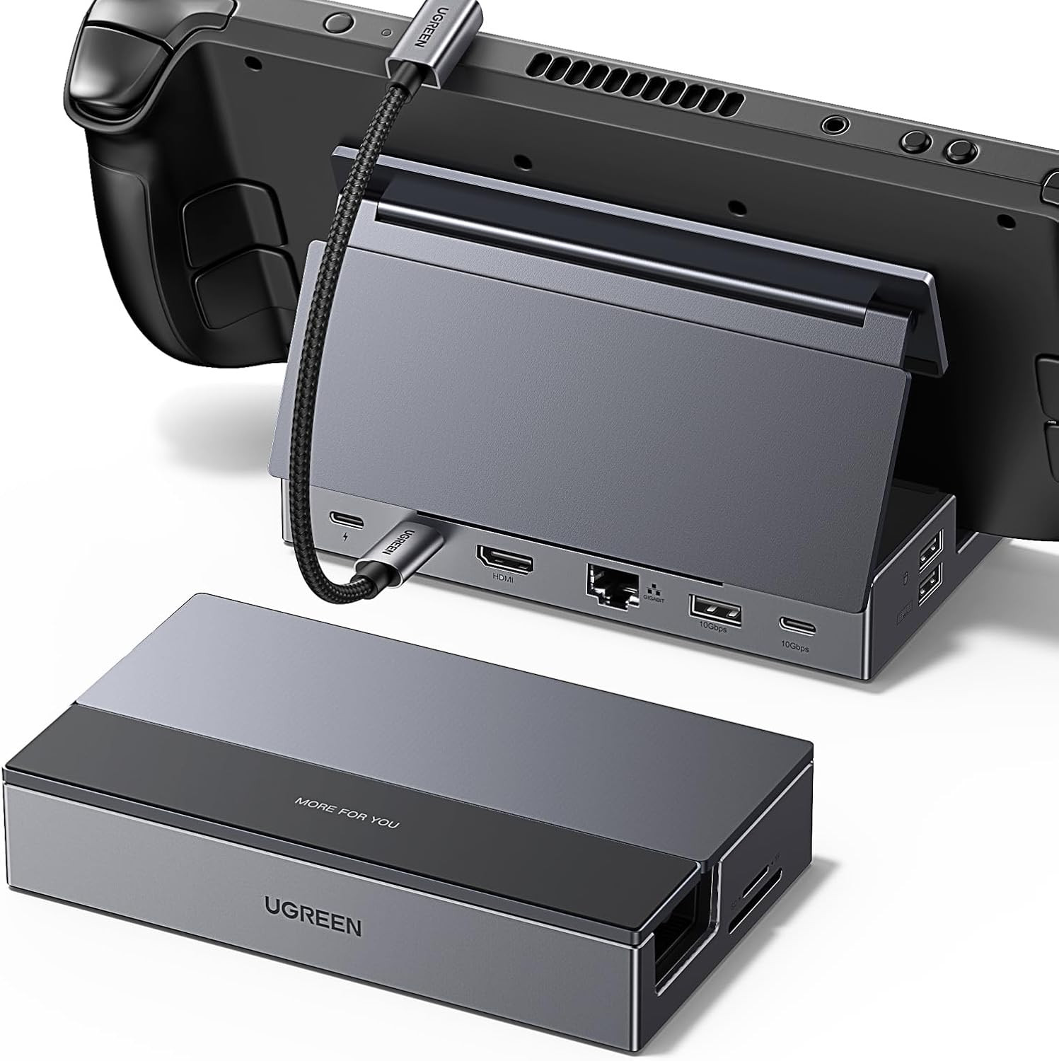 Steam Deck Dock 9-In-1 USB C Docking Station Foldable Stand
