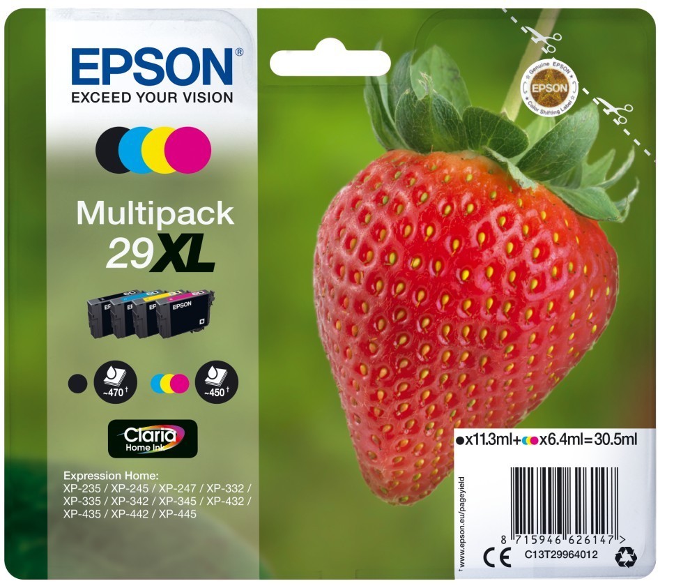 Epson Strawberry Multipack 4 Color Claria Home 29XL Inks