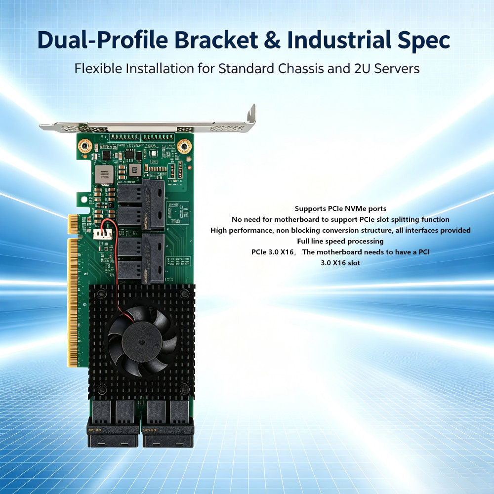 PLX8749 PCIe3.0 x16 NVMe Expansion Card
