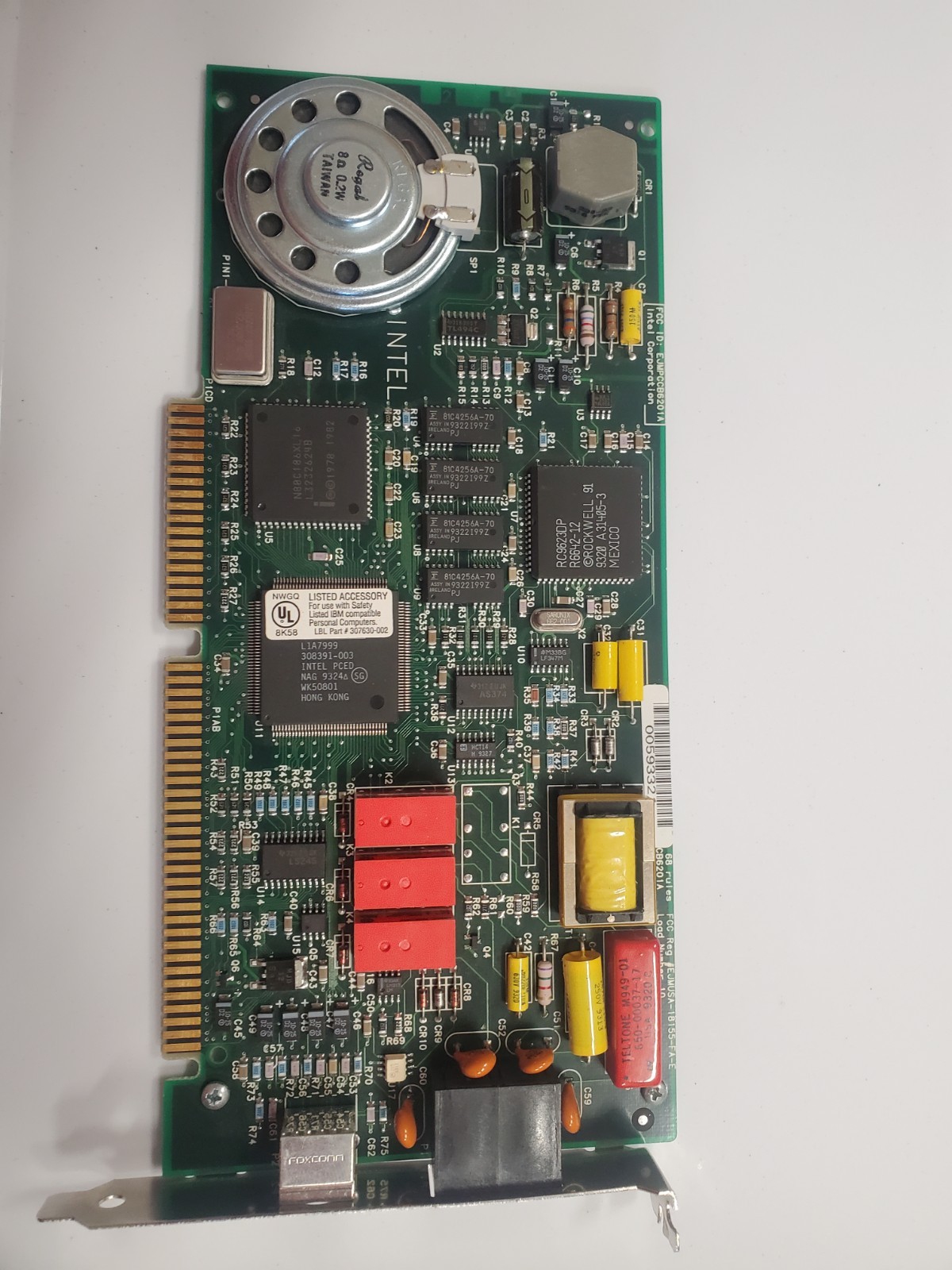 Intel PCCB 6201A 16-Bit ISA Modem Fax Card Vintage – Untested – AS‑IS