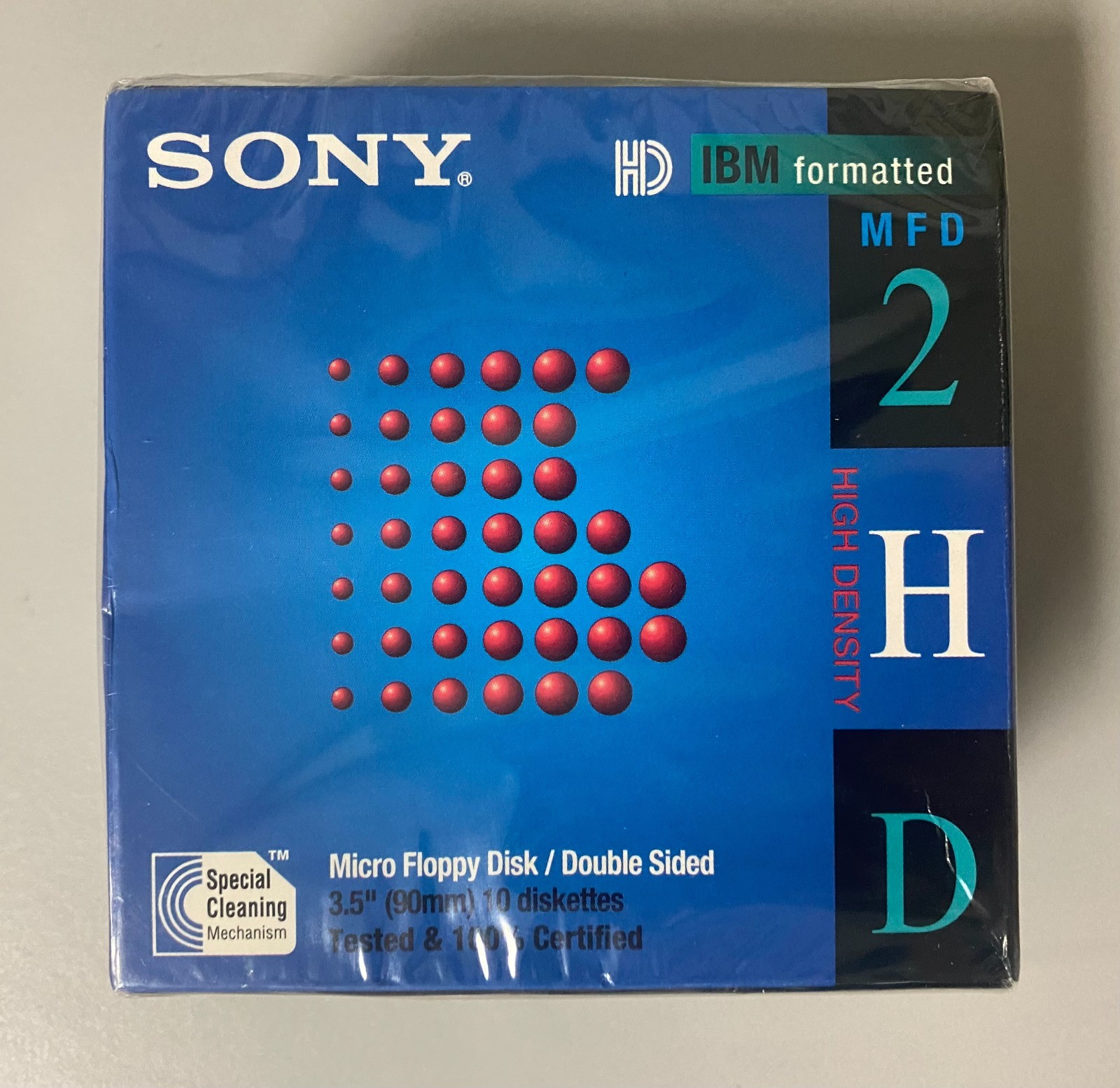 Sony 10 MFD-2HD DS IBM Formatted  1.44mb Micro Floppy Disks Box of 10 NEW SEALED