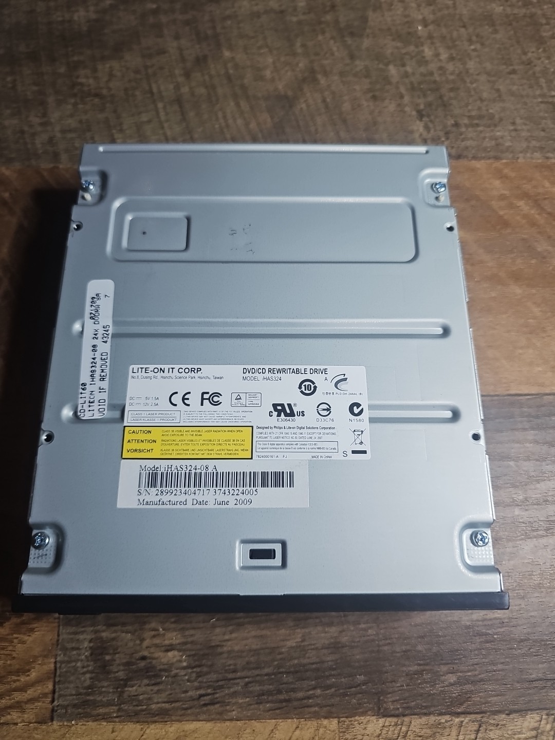 Lite-On It Model #iHAS324-98 DVD/CD Rewriteable Drive Used 