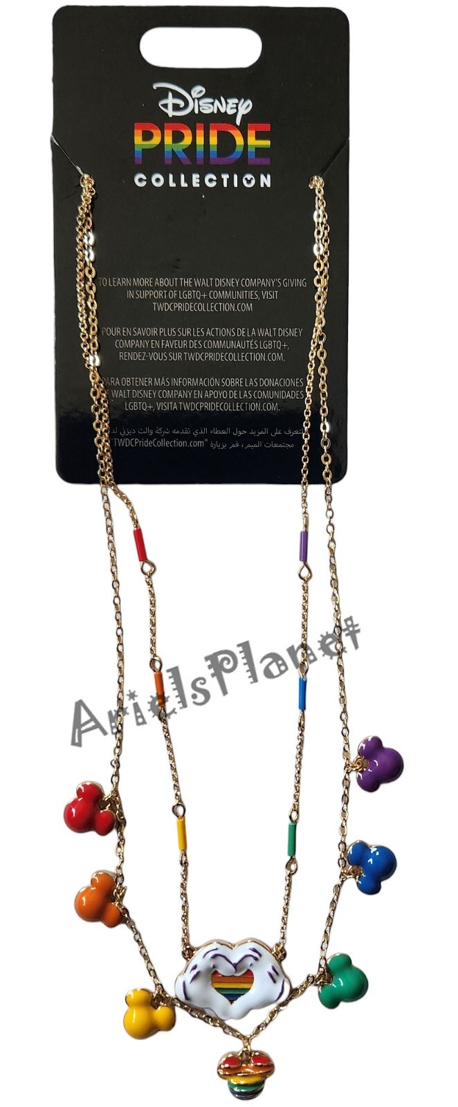 Disney Parks Pride Collection Mickey Mouse Ear Balloons Necklace