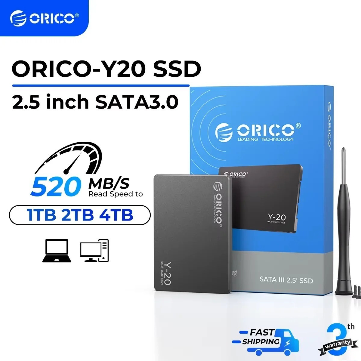 ORICO Y20 SATA III SSD 2.5 inch Internal 3D NAND up to 550MB/s PC Laptop