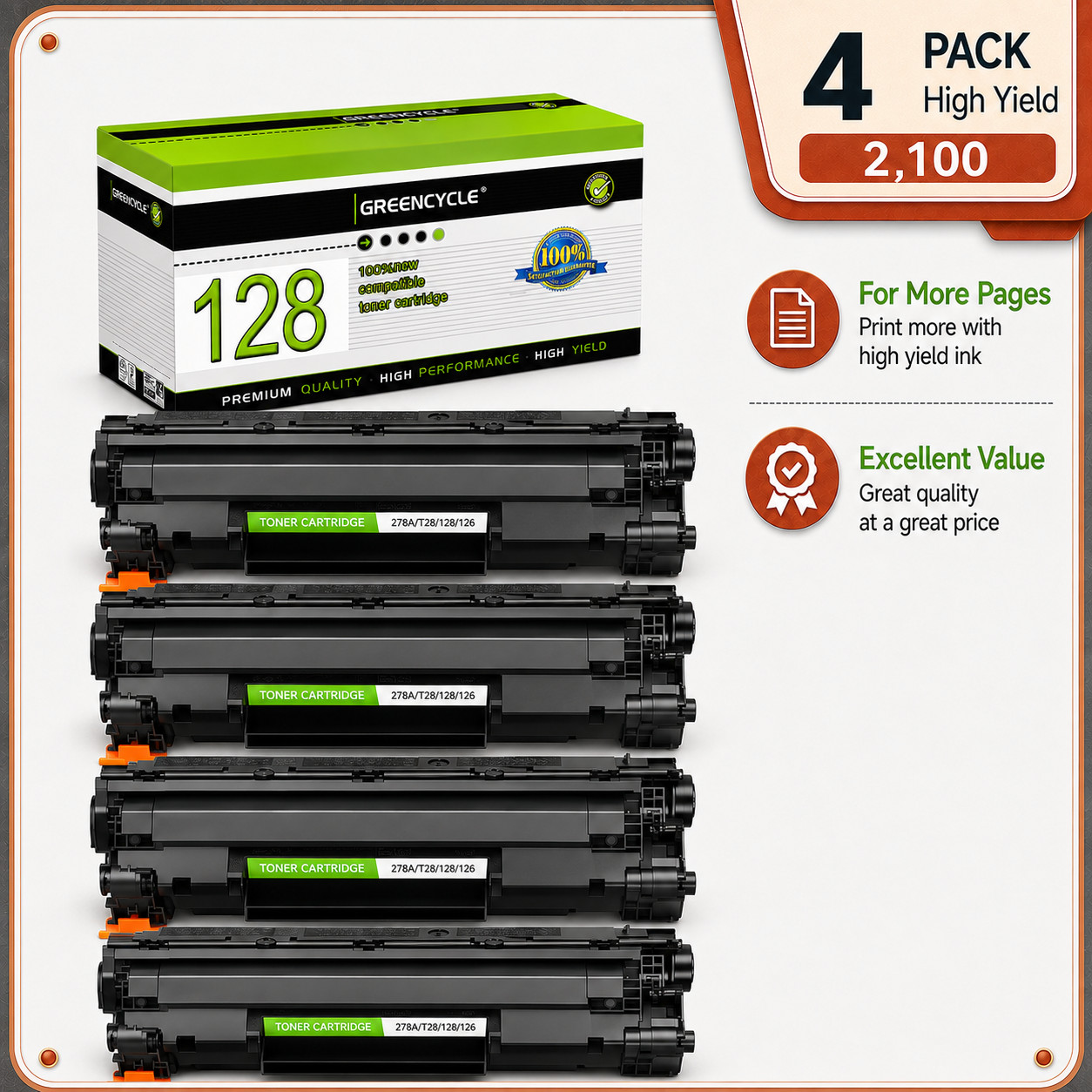 4PK CRG128 For Canon 128 Toner Cartridge ImageCLASS D530 D550 MF4880dw MF4770n