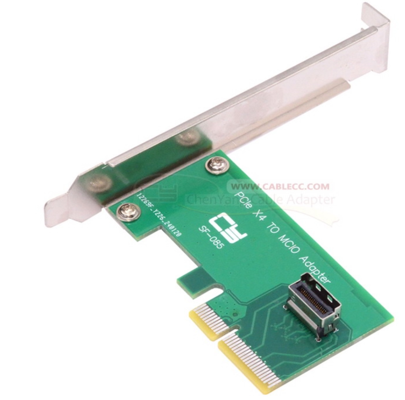 PCI-Express 5.0 4.0 4X to MCIO Mini Cool Edge IO Female Host Adapter [SF-085]
