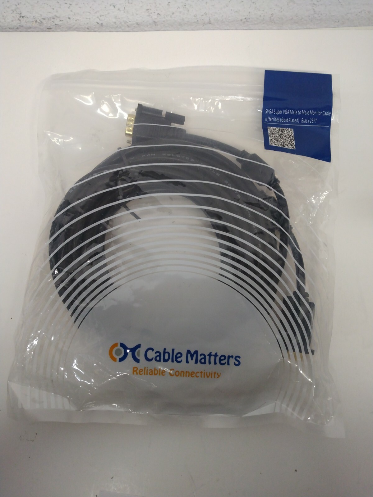 Cable Matters VGA to VGA Cable with Ferrites (SVGA Cable) 25 Feet 108001-25 NEW