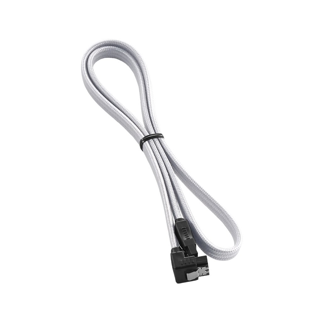ModFlex Sleeved Right Angle SATA 3 Cable White 60cm PC Modding Accessory