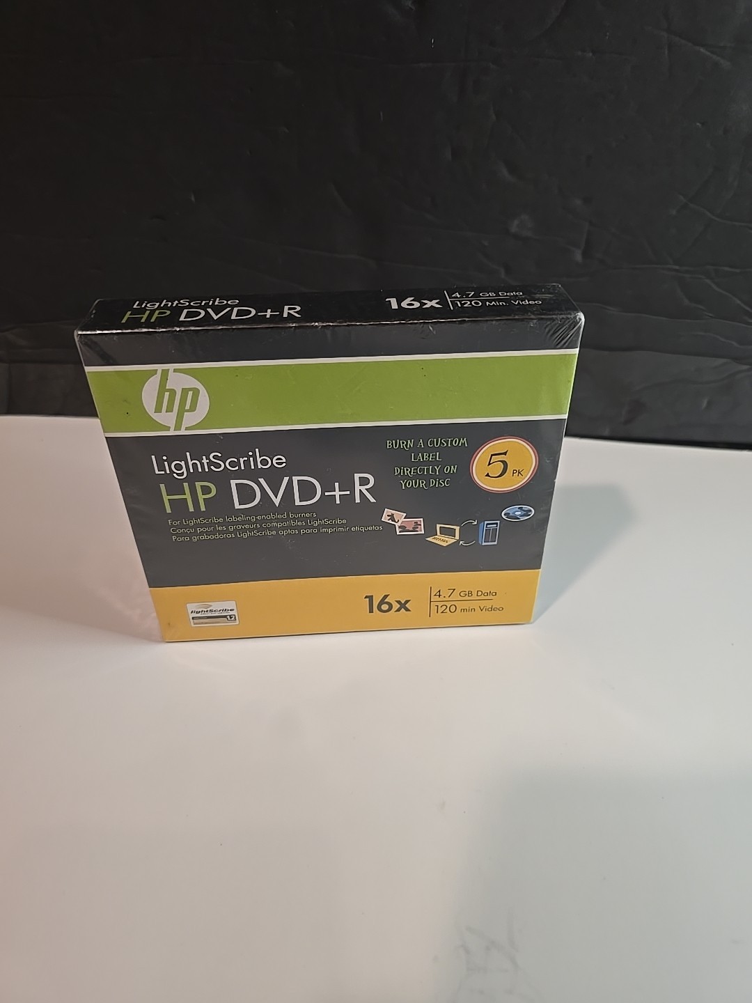 HP LightScribe DVD+R 16x 4.7 GB Data 120 Minute Video Discs 5 Packs.