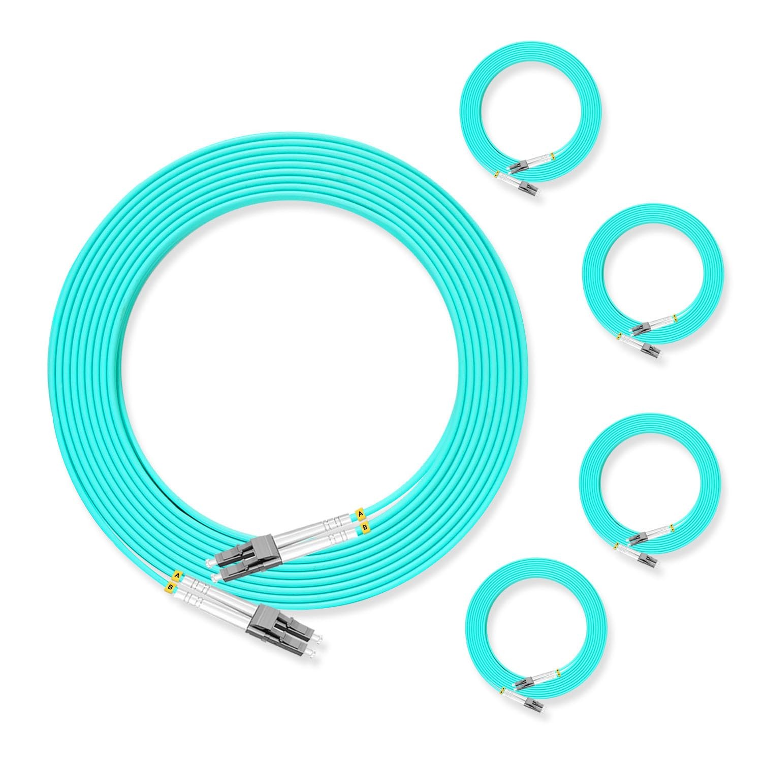 Lebrudos 5Pcs 5 Meter Multi-Mode Fiber Optic Patch Cord LC UPC to LC UPC Dupl...