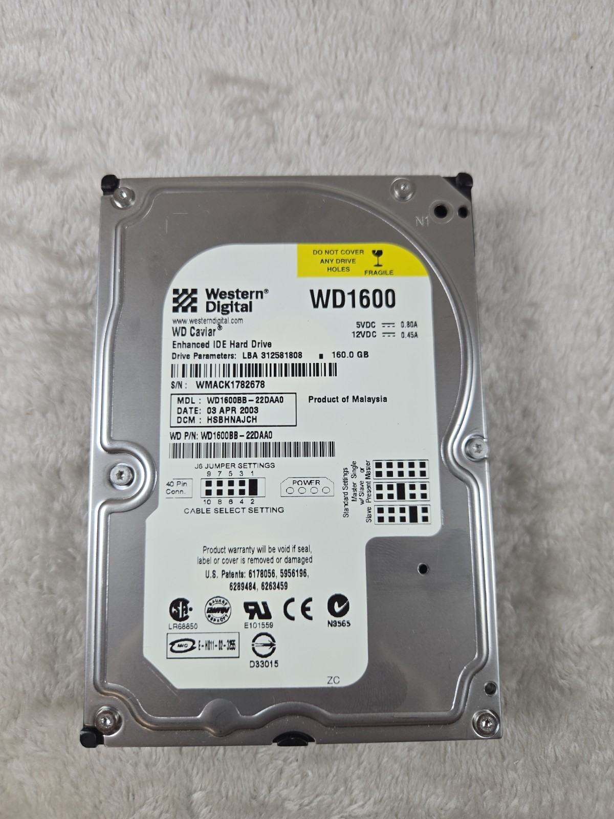 Tested, Western Digital 160GB IDE / PATA Hard Drive