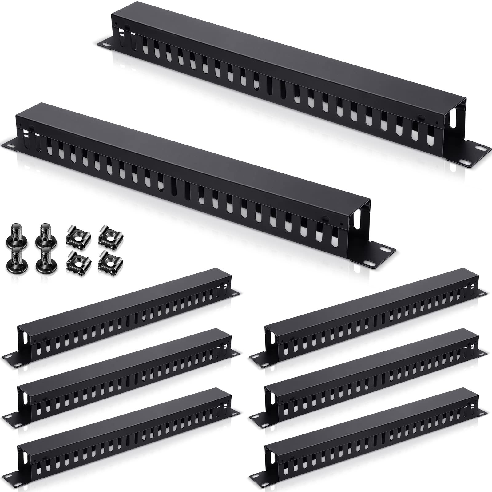 8 Pieces 19 Inch Cable Manager 1U 24 Slot Horizontal Server Rack Mount Cable ...