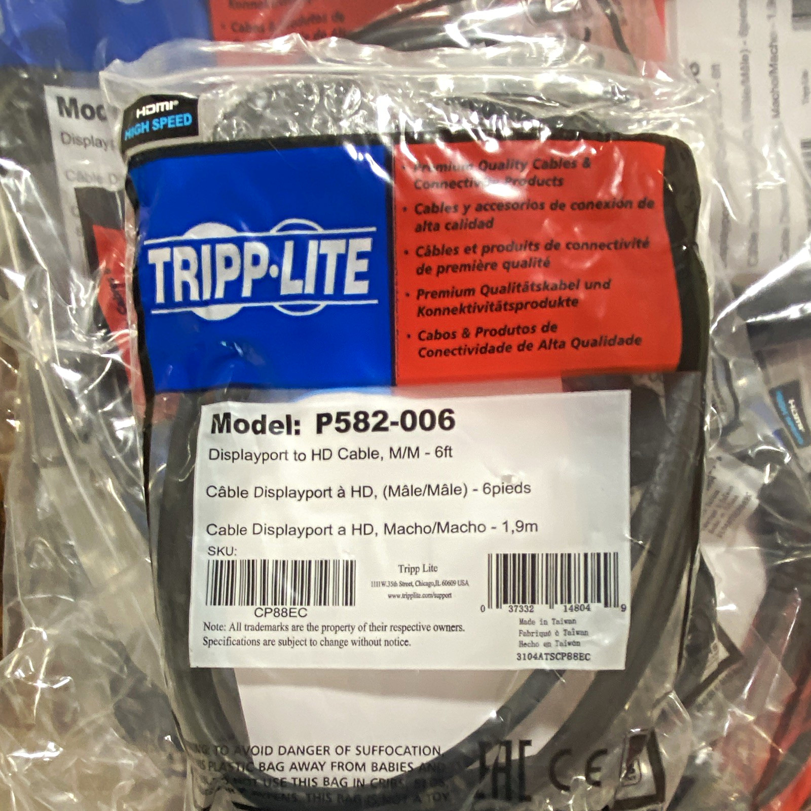 Tripp Lite P582-006 DisplayPort to HDMI Conversion Cable, M/M, Black, 6 ft.