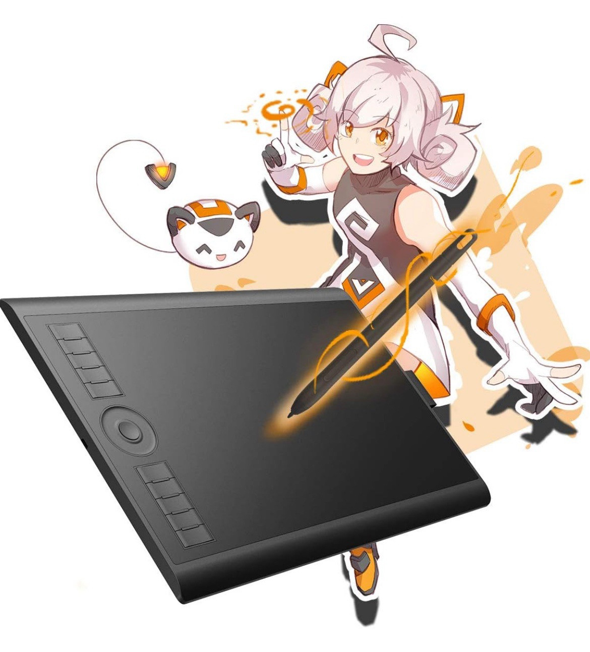 GAOMON M10K Drawing Tablet, 10x6 inch Large Graphics Tablet with Touch Ring
