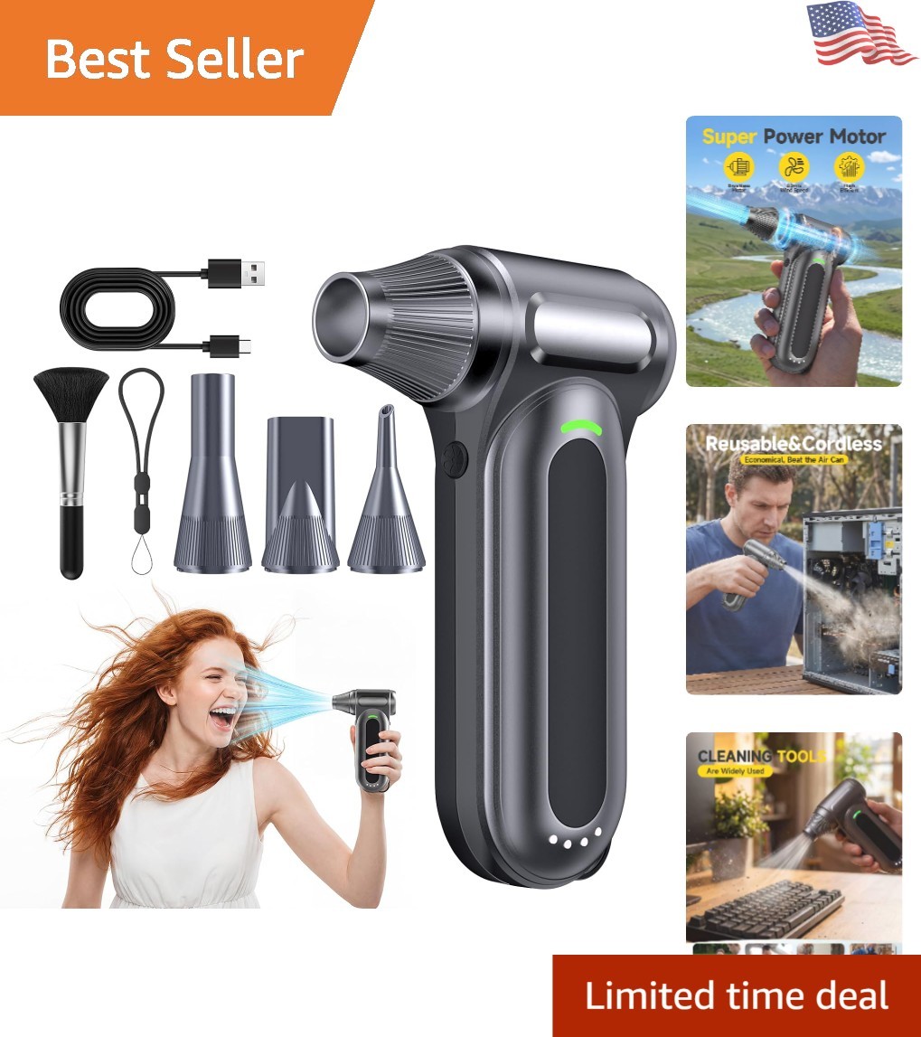 Multi-Nozzle Cordless Air Duster: Powerful Cleaning for Keyboards, PCs, and Cars