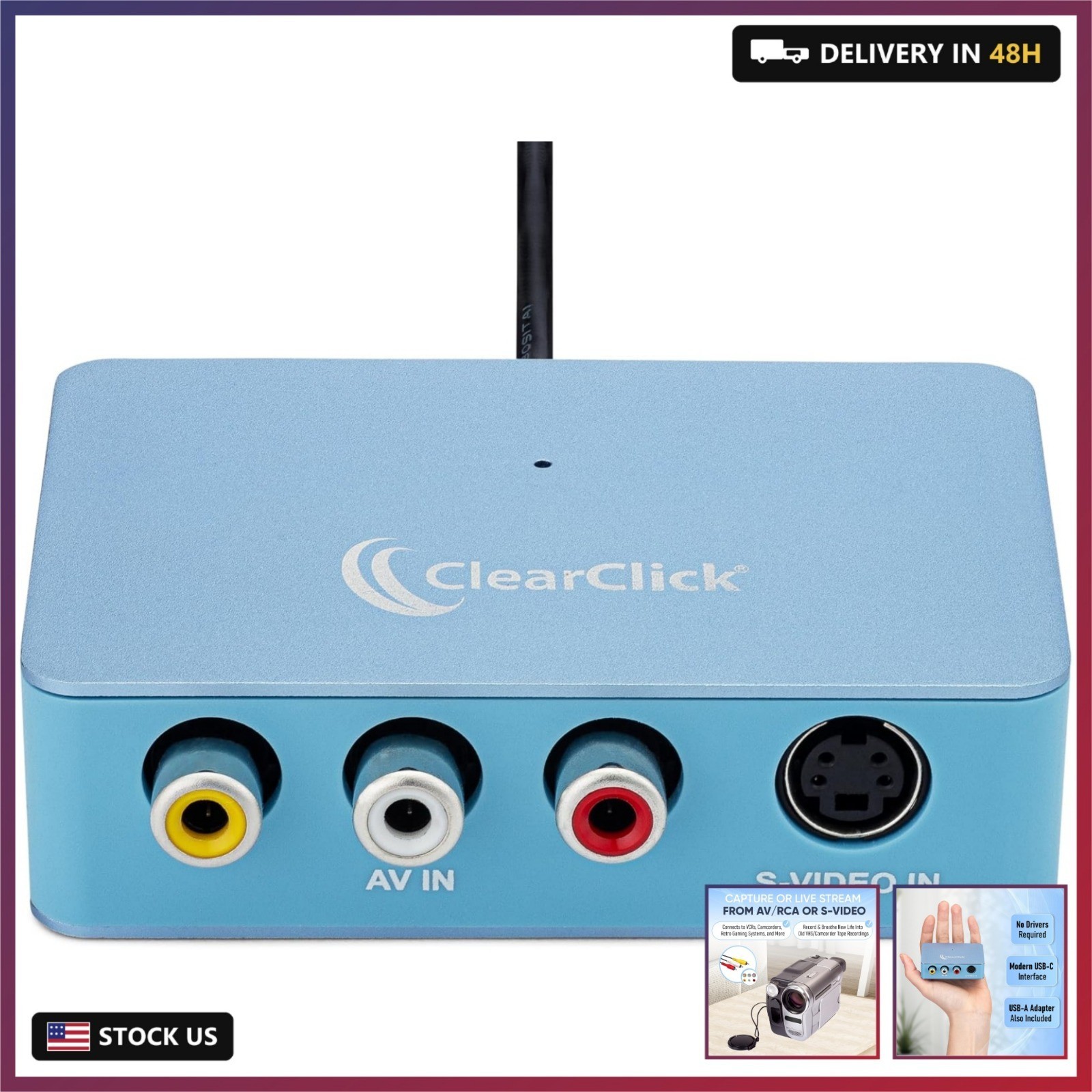 Ad - Video to USB Lite - USB Audio Video Capture Device - Input AV, RCA, S-Video