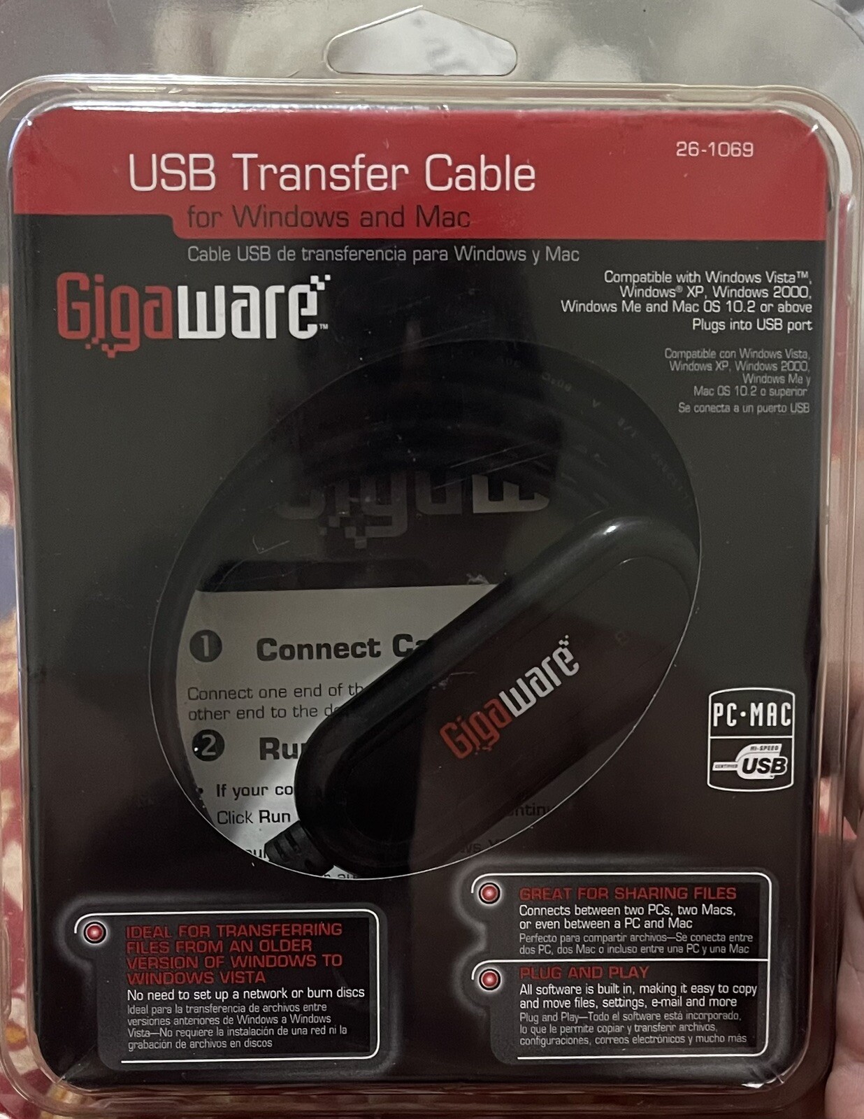 Gigaware "USB Transfer Cable" #26-1069, for Windows & Mac, Gold Plated
