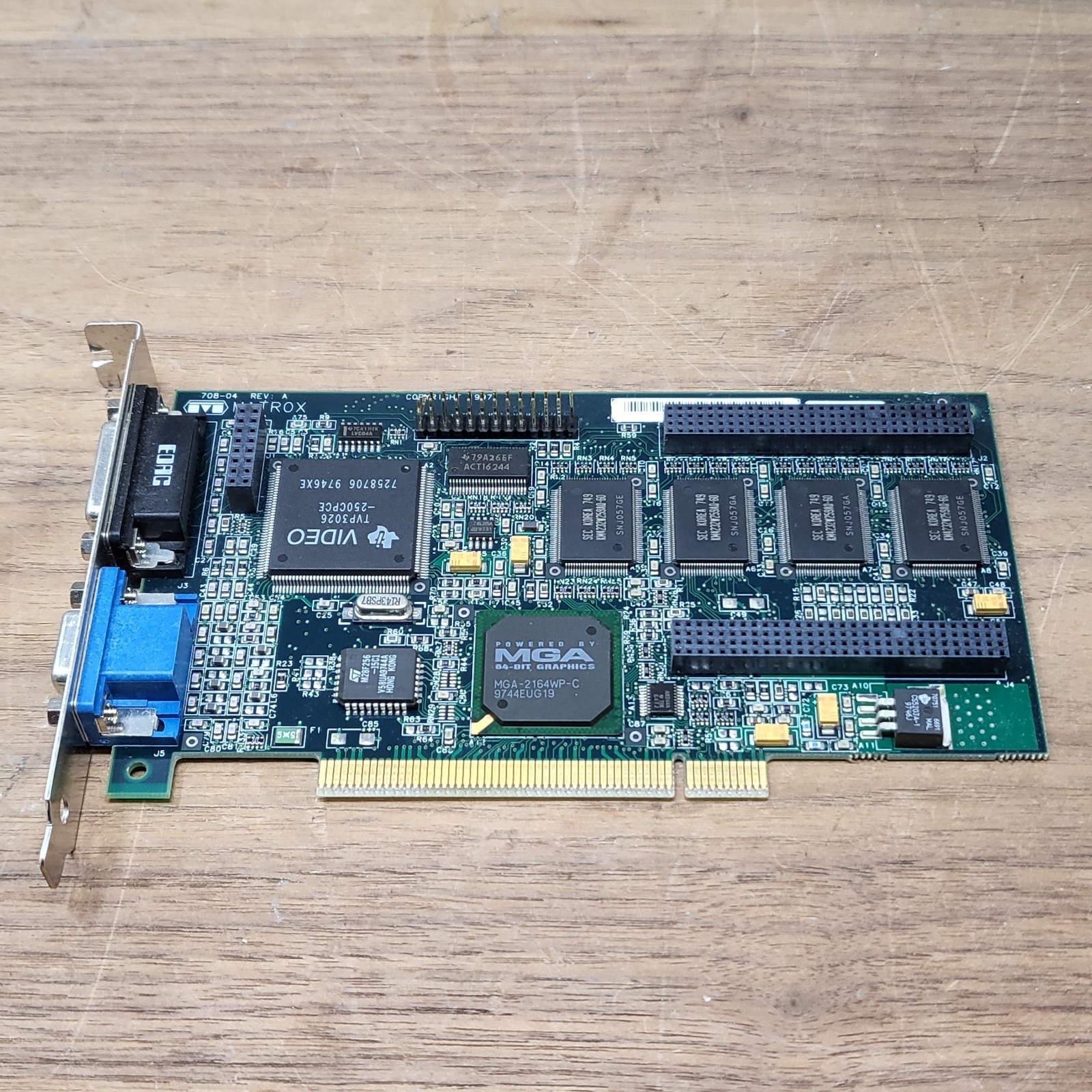 Matrox Millennium II 4MB PCI VGA Video Card MIL2P/4BN/20 MGA-2164WP-C Vintage
